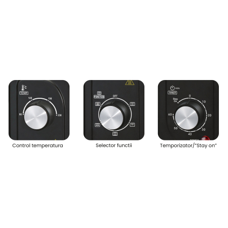Cuptor electric cu rotisor și convecție, 2000 W, 50 L, culoare neagră, lumină interioară, 5 funcții, accesorii incluse [5]