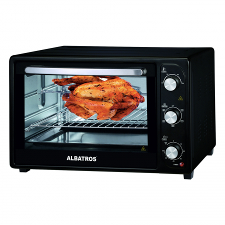 Cuptoare electrice - Cuptor electric Albatros A50BRCL2, Putere 2000 W, 230°C, Capacitate 50L, Rotisor, Lumina, 5 Functii, Negru