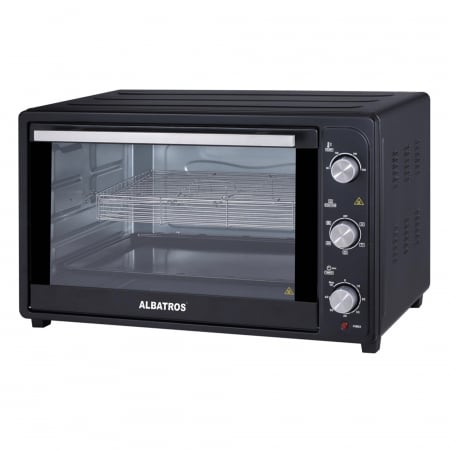 Cuptoare electrice - Cuptor electric Albatros A72BRCL2, 2200 W, Capacitate 72 litri, Rotisor, Convectie, 4 Programe, Negru