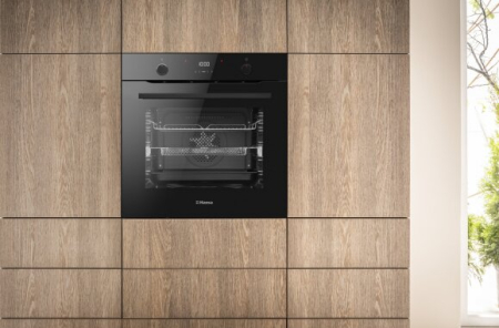 Cuptor electric Hansa, 60 cm, 77L, big cavity, autocuratare catalitica, 10 functii, timer touch, clasa A, soft close, sticla tripla, tava air fry, negru [3]