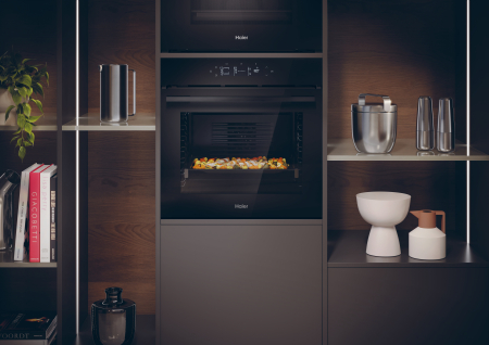 Cuptor electric incorporabil Haier, 78l, 7 niveluri gatire, WiFi, Steam Cleaning, Ghidaj telescopic, Softclose&Softopen, Click&Clean, Clasa A++, Negru [4]