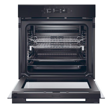 Cuptor electric incorporabil Haier, 78l, 7 niveluri gatire, WiFi, Steam Cleaning, Ghidaj telescopic, Softclose&Softopen, Click&Clean, Clasa A++, Negru [1]