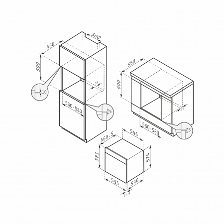Cuptor electric incorporabil Pyramis 60IN 2081 Luxe Line Black Glass, 72L, 16 funcții, clasa A, full touch, Soft Close, Air Fry, Rotisor, ghidaje telescopice, sticlă neagră [1]