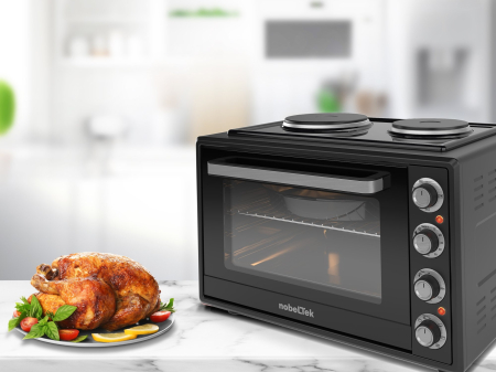 Cuptor electric NobeLTek, 60L, 2000W, plite electrice 1500w + 1000w, grill, timer, termostat, sticla dubla, ventilator, iluminare, Negru [3]