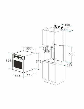 Cuptor electric Pyramis 60IN 2011 Beige Glass PP – 9 funcții, clasa A, volum 69L, butoane retractabile, Soft Close, timer electronic, afișaj digital, Rotisor, finisaj sticlă bej elegant [3]
