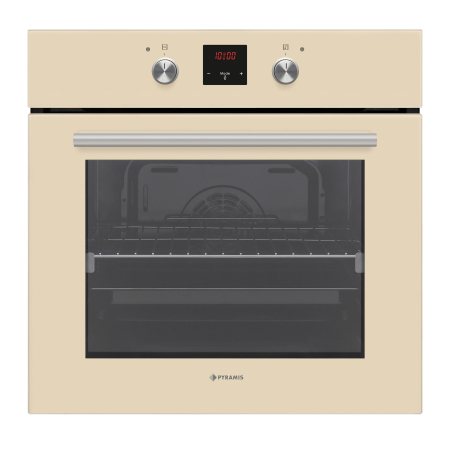 BUCATARIE - Cuptor electric Pyramis 60IN 2011 Beige Glass PP – 9 funcții, clasa A, volum 69L, butoane retractabile, Soft Close, timer electronic, afișaj digital, Rotisor, finisaj sticlă bej elegant