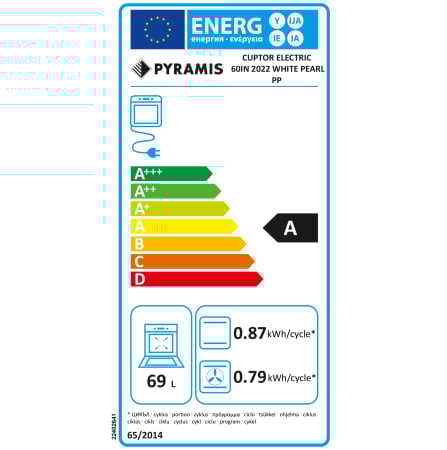 Cuptor electric Pyramis 60IN 2022 PP White Glass – 8 funcții, clasa A, volum 69L, butoane retractabile, Soft Close, timer electronic, afișaj digital, ghidaje laterale telescopice, finisaj sticlă albă [4]