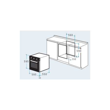 Cuptor electric Pyramis 60IN 3010 – clasa A, 62L, 6 funcții, timer mecanic, finisaj inox și sticlă neagră, ideal pentru bucătării moderne și funcționale [1]