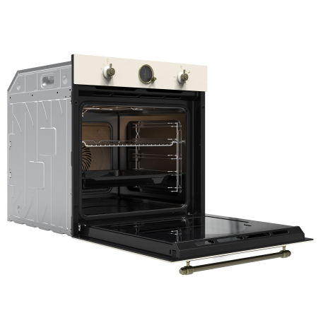 Cuptor Electric Rustic 74L, Clasa A, ​​​​​​​Putere cuptor 2610-3110 W, 9 Funcții, Grill & Convectie 3D, Autocurățare Catalitică, Panou Sticlă Bej [1]