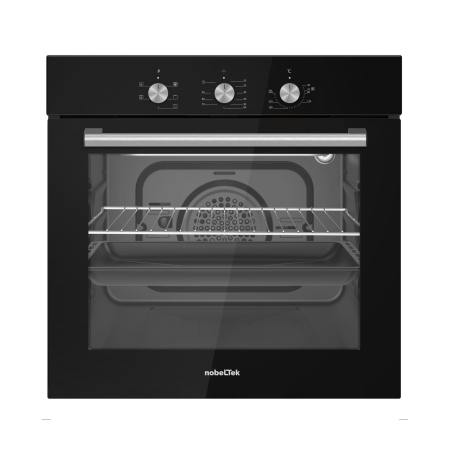 Cuptoare incorporabile - Cuptor incorporabil electric NobelTek NBIO-614BK-1, 5 functii, 3 butoane, timer mecanic, 56L, sticla dubla, ventilator de racire, Negru