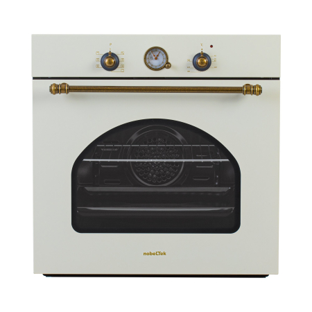 Cuptoare incorporabile - Cuptor incorporabil electric NobelTek NBIO-9749RBJ, 8 functii, 2 butoane, timer mecanic, 60L, sticla dubla, design rustic, Clasa A, Crem