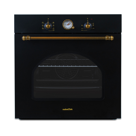 Cuptoare incorporabile - Cuptor incorporabil electric NobelTek NBIO-9750RANT, 8 functii, 2 butoane, timer mecanic, 60L, sticla dubla, design rustic, Antracit