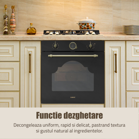 Cuptor incorporabil Electric Rustic 74L, Clasa A, 9 Funcții, Putere cuptor 2610-3110 W, Grill & Convectie 3D, Autocurățare Catalitică, Panou Sticlă Neagră [5]