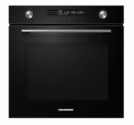 Cuptoare - Cuptor incorporabil HEINNER HBO-M7212GCDRP-GBK, electric, 72L, clasa A+, 12 funcții, autocurățare pirolitică, funcție Pizza, fermentare, suport telescopic, sticlă neagră