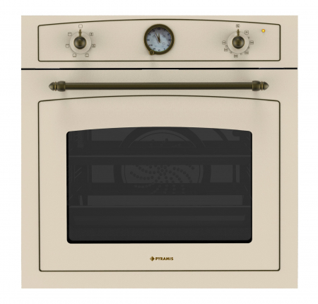 BUCATARIE - Cuptor incorporabil Pyramis 60IN 8070 Ivory, volum 64L, 6 funcții, clasa energetică A, timer electronic ușor de utilizat, finisaj rustic ivory modern și elegant