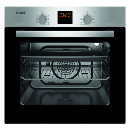 Cuptoare incorporabile - Cuptor incorporabil Samus SC617EXV, clasa energetica A, 6 functii, grill, ventilator, timer, afisaj LCD, 2200 W, Argintiu