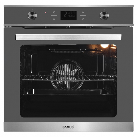 Cuptoare incorporabile - Cuptor incorporabil Samus SC626GDX9 Gray, clasa A, 75 litri, 9 functii, grill, convectie 3D, dezghetare, pizza, timer, afisaj digital,  2800 W, Argintiu