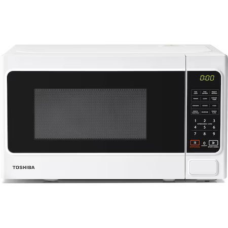 Marelvi - Cuptor microunde digital Toshiba, volum 20L, 800W, 6 functii gatire presetate, 11 niveluri putere, Timer, Afisare ceas, iluminare LED, functie blocare copii, Alb