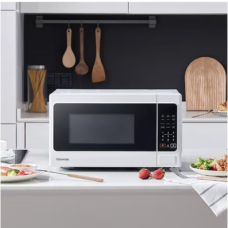 Cuptor microunde digital Toshiba, volum 20L, 800W, 6 functii gatire presetate, 11 niveluri putere, Timer, Afisare ceas, iluminare LED, functie blocare copii, Alb [3]