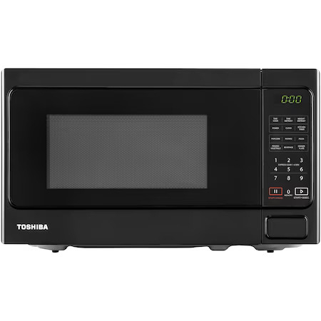 Marelvi - Cuptor microunde digital Toshiba, volum 20L, 800W, 6 functii gatire presetate, 11 niveluri putere, Timer, Afisare ceas, iluminare LED, functie blocare copii, Negru