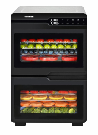 Deshidrator fructe, legume și carne Heinner DualDry Pro, 1200W, Timer 48H, Inox 1000-1200W, display led si control touch, dubla compartimentare, 12 tavi inox, 2 tavi rulouri fructe, 2 tavi grilaj maru [6]