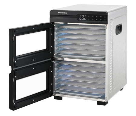 Deshidrator fructe, legume și carne Heinner DualDry Pro, 1200W, Timer 48H, Inox 1000-1200W, display led si control touch, dubla compartimentare, 12 tavi inox, 2 tavi rulouri fructe, 2 tavi grilaj maru [3]