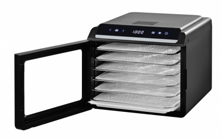 Deshidrator fructe și legume Heinner HFD-KD600BK, 14L, Temporizator și Control Temperatură, 500-600W, Display LED si control touch, 6 tavi inox, 1 tava rulouri fructe, 1 tava grilaj marunt, 35-75 grad [2]