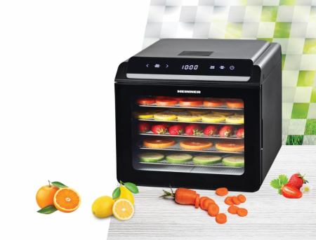 Deshidrator fructe și legume Heinner HFD-KD600BK, 14L, Temporizator și Control Temperatură, 500-600W, Display LED si control touch, 6 tavi inox, 1 tava rulouri fructe, 1 tava grilaj marunt, 35-75 grad [7]