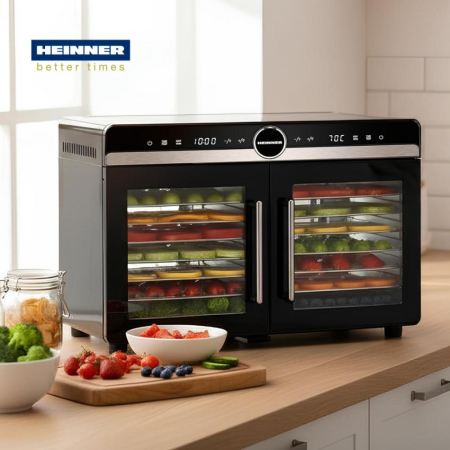 Deshidrator pentru fructe, legume și carne Heinner DualDry Elite, Display Touch, 1200-1400W, 16 Tăvi Inox, 29L, Dublă Zonă de Uscare, 35-80°C [7]