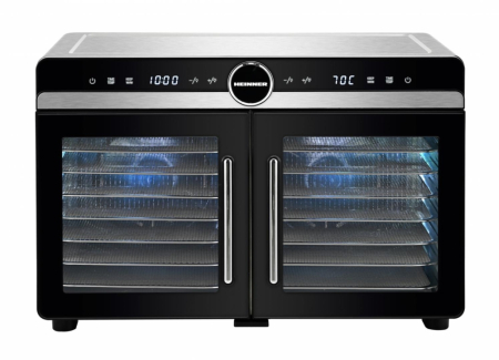 Deshidrator pentru fructe, legume și carne Heinner DualDry Elite, Display Touch, 1200-1400W, 16 Tăvi Inox, 29L, Dublă Zonă de Uscare, 35-80°C [2]