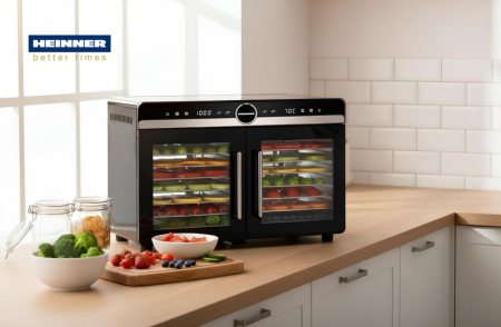 Deshidrator pentru fructe, legume și carne Heinner DualDry Elite, Display Touch, 1200-1400W, 16 Tăvi Inox, 29L, Dublă Zonă de Uscare, 35-80°C [5]