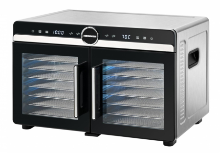 Deshidrator pentru fructe, legume și carne Heinner DualDry Elite, Display Touch, 1200-1400W, 16 Tăvi Inox, 29L, Dublă Zonă de Uscare, 35-80°C [1]