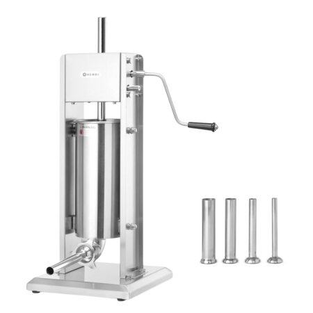 Masini de carnati ( CARNATARI ) - Dispozitiv Profesional Umplut Cârnați Hendi, 5 kg, Inox, Sistem 2 Viteze, 4 Pâlnii
