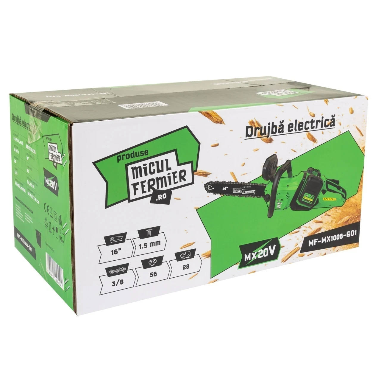 Drujba electrica pe acumulator Micul Fermier, 2 Acumulatori 20V/4.0 Ah, Încărcător Dublu Loc,16" Brushless [6]