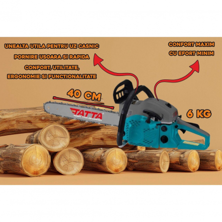 GRADINA - Drujba (motofierastrau) cu lant Tatta TD5200, putere 2.95 CP, 52 CC, lama de 40 cm