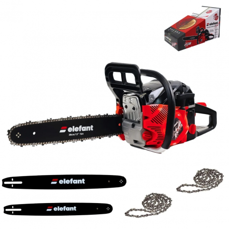 Drujbe - Drujba pe benzina ELEFANT EM-5.5, rotatie 10000 rot / min, putere 4,1 kW / 5,5 CP, 2 lame, 2 lanturi