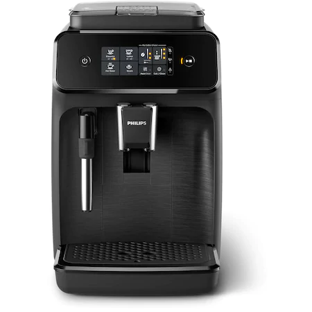 Espressor automat Philips, 15 bar, 2 bauturi, 12 setari de macinare, Afisaj tactil, Rezervor 1.8 l, Setare Eco, Sistem classic de spumare a laptelui, Negru [1]