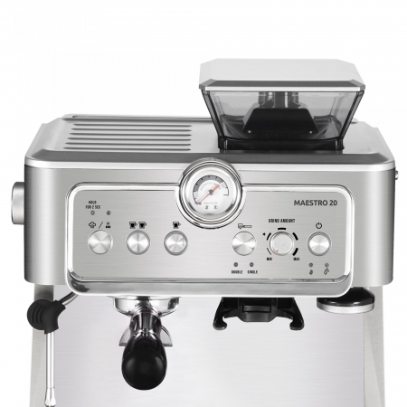 Espressor cafea Samus Maestro 20, cu rasnita incorporata, cafea macinata/ cafea boabe, 20 bar,  capacitate rasnita 200 g, filtru dublu din inox, afisaj analogic al presiunii, Inox [1]