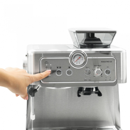 Espressor cafea Samus Maestro 20, cu rasnita incorporata, cafea macinata/ cafea boabe, 20 bar,  capacitate rasnita 200 g, filtru dublu din inox, afisaj analogic al presiunii, Inox [2]