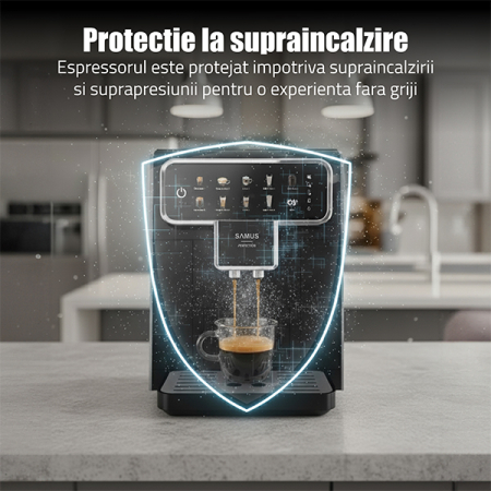 Espressor cafea Samus Perfection, automat, rasnita incorporata, cafea boabe, 15 bar, 7 bauturi automate, rezervor lapte 300 ml, 5 nivele de macinare, protectie supraincalzire, Negru [17]