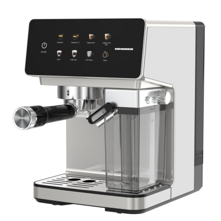 Espressor digital cu rezervor de lapte Heinner CreamyBlend HEM-LK20DMLK, 1350W, 20 bar, panoul digital si control tactil, Inox [1]