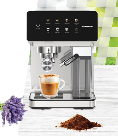 Espressor digital cu rezervor de lapte Heinner CreamyBlend HEM-LK20DMLK, 1350W, 20 bar, panoul digital si control tactil, Inox [6]