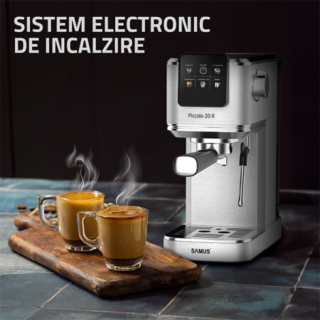Espressor Manual Slim, 20 Bari, 1350W, Control Tactil, Cafea Măcinată & Capsule, 5 Băuturi, Rezervor 1.2L, Inox [11]