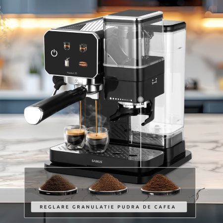 Espressor Samus Flavour 20, 20 bari, Rasnita de cafea integrata 115 g, Putere 1350 W, Rezervor de apa transparent detasabil 0.9 litri [8]