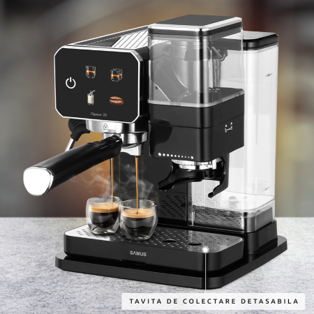 Espressor Samus Flavour 20, 20 bari, Rasnita de cafea integrata 115 g, Putere 1350 W, Rezervor de apa transparent detasabil 0.9 litri [13]