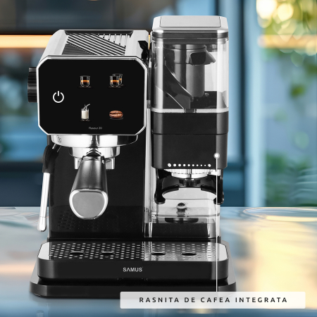 Espressor Samus Flavour 20, 20 bari, Rasnita de cafea integrata 115 g, Putere 1350 W, Rezervor de apa transparent detasabil 0.9 litri [7]