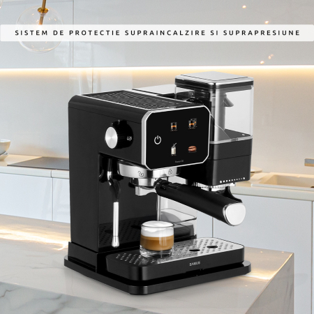 Espressor Samus Flavour 20, 20 bari, Rasnita de cafea integrata 115 g, Putere 1350 W, Rezervor de apa transparent detasabil 0.9 litri [14]