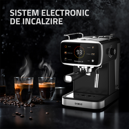 Espressor Samus Impression 20 Control Tactil Pompa 20 Bari 5 Bauturi Ecran Color 1350W Negru Inox [10]