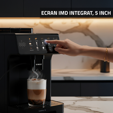 Espressor Samus Sublime 19, automat cu râșniță profesională, 19 bari, ecran digital 5", 10 băuturi, sistem lapte, 2 L, 1200–1400 W [3]