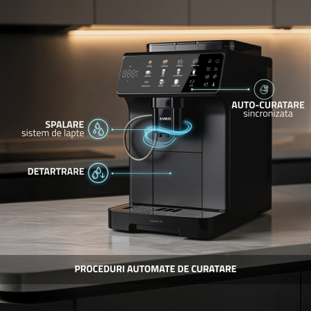 Espressor Samus Sublime 19, automat cu râșniță profesională, 19 bari, ecran digital 5", 10 băuturi, sistem lapte, 2 L, 1200–1400 W [11]
